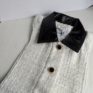 Veronica Beard Slate Dickey Ivory Tweed Black Collar NWT